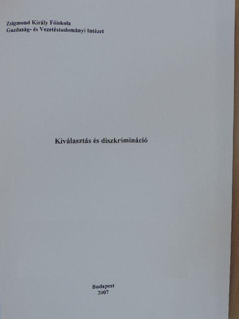 Kiválasztás és diszkrimináció [antikvár]