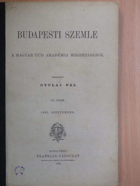 Ábel Jenő - Budapesti Szemle 43. kötet 105. szám [antikvár]