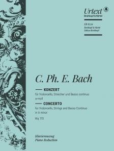 BACH, C.PH.E. - KONZERT FÜR VIOLONCELLO, STREICHER UND BASSO CONTINUO a-MOLL Wq 170, KLAVIERAUSZUG URTEXT