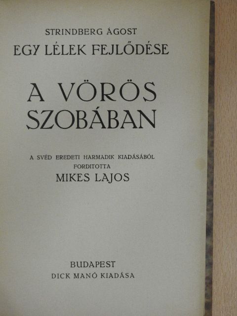 Strindberg Ágost - A vörös szobában [antikvár]