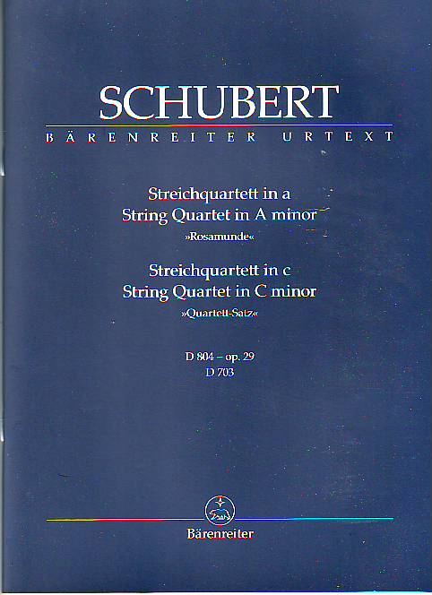 Franz Schubert - STREICHQUARTETT IN a &quot;ROSAMUNDE&quot; UND c D 804, D 703 STUDIENPARTITUR URTEXT (WERNER ADERHOLD)