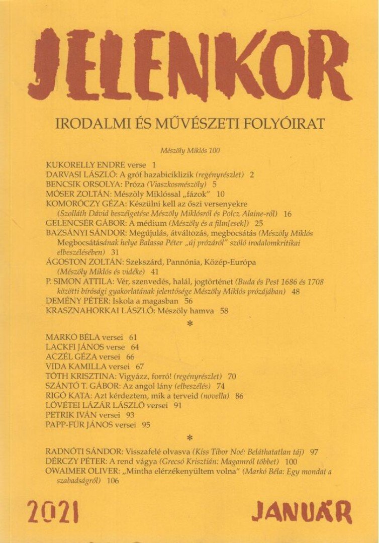 Ágoston Zoltán (főszerk.) - Jelenkor - Irodalmi és művészeti folyóirat - 2021. január [antikvár]