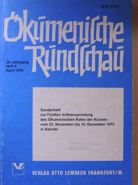 Gerhard Thomas - Ökumenische Rundschau April 1976 [antikvár]