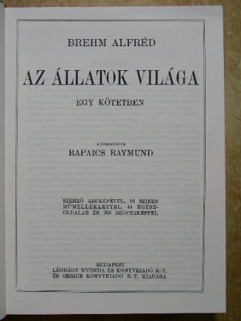 Brehm Alfréd - Brehm - Az állatok világa [antikvár]