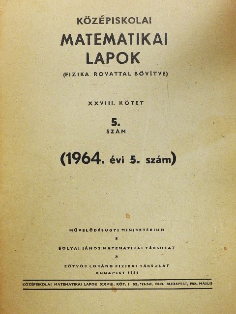 Dr. Báron Gyula - Középiskolai matematikai lapok 1964/5. [antikvár]