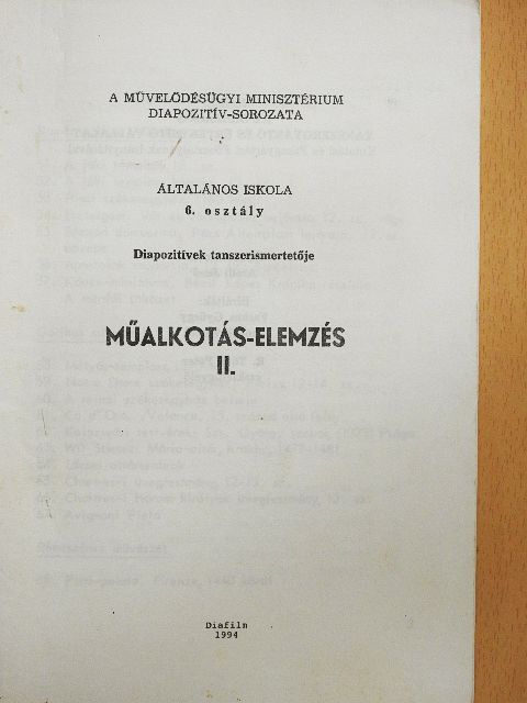 Műalkotás-elemzés II. [antikvár]