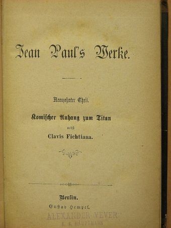 Jean Paul - Komischer Anhang zum Titan/Flegeljahre (gótbetűs) [antikvár]