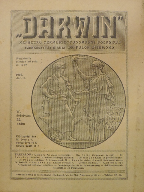 Dr. Gáspár Lajos - "Darwin" 1916. dec. 15. [antikvár]