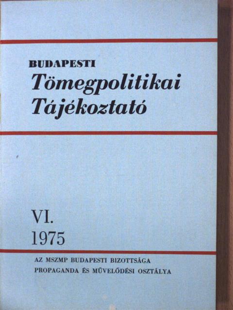 Budapesti Tömegpolitikai Tájékoztató VI. [antikvár]