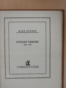 Kiss József - Utolsó versek [antikvár]