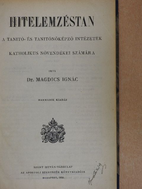Dr. Magdics Ignác - Hitelemzéstan [antikvár]