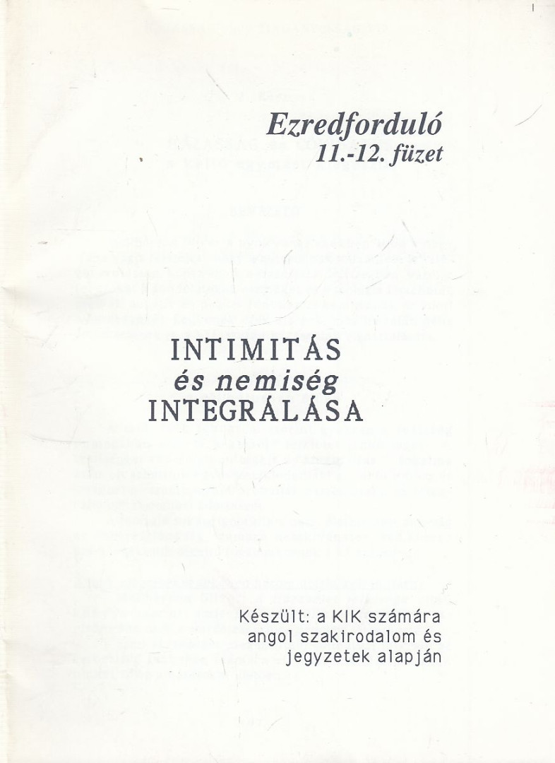 Puss Sándor - Intimitás és nemiség integrálása [antikvár]