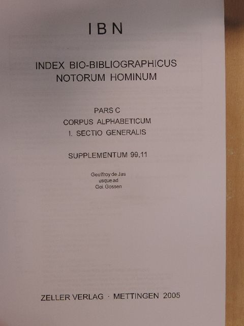 IBN - Index bio-bibliographicus notorum hominum Pars C [antikvár]