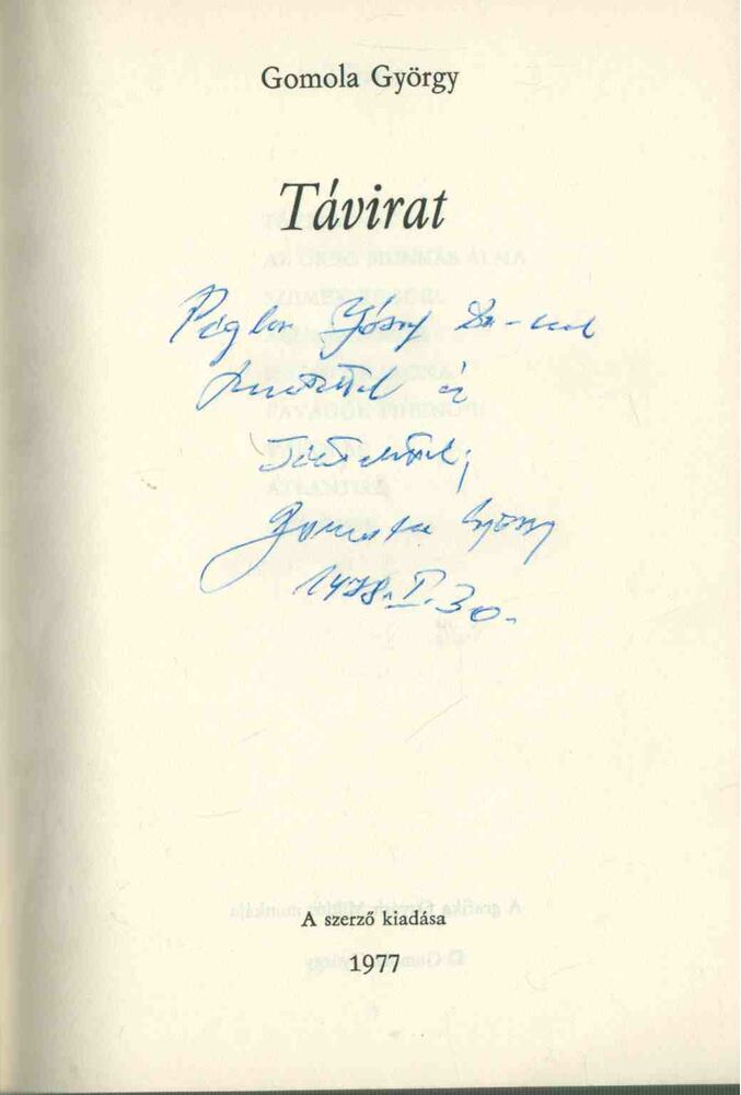 Gomola György - Távirat (dedikált) [antikvár]