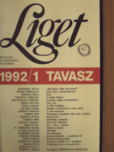 Balassa Péter - Liget 1992. Tavasz-tél [antikvár]