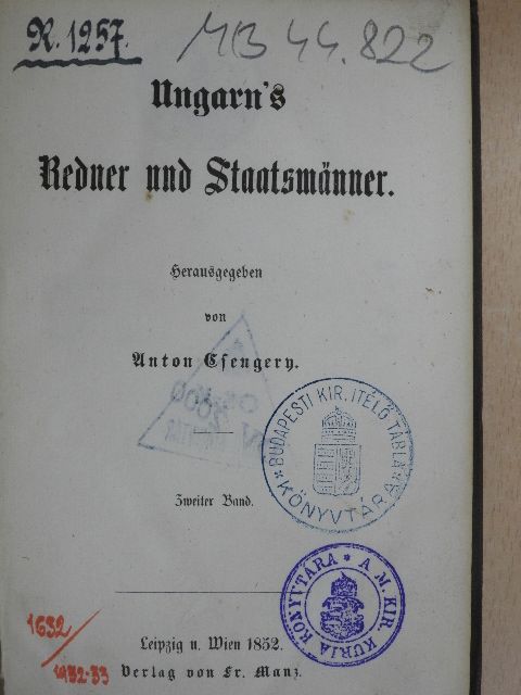 Anton Csengery - Ungarn's Redner und Staatsmänner II. (gótbetűs) [antikvár]