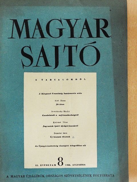 Dékány Kálmán - Magyar Sajtó 1956. augusztus [antikvár]
