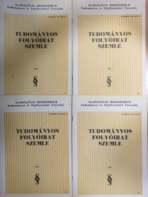 Agonács Gábor - Tudományos Folyóirat Szemle 1984/1-4. [antikvár]