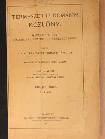 Természettudományi Közlöny 1908. január-június (fél évfolyam) [antikvár]