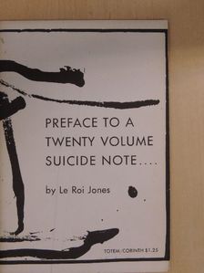 Le Roi Jones - Preface to a Twenty Volume Suicide Note... [antikvár]