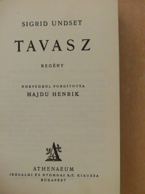 Sigrid Undset - Tavasz  [antikvár]