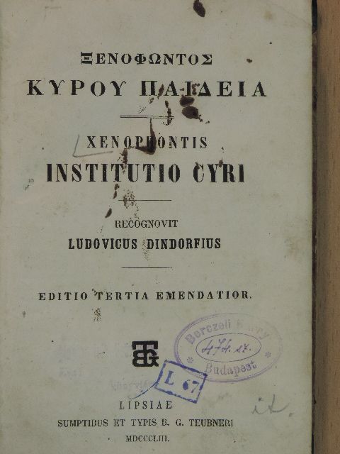 Xenophon - Institutio Cyri [antikvár]
