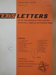 D. H. Wolf - Febs Letters Volume 91, Number 1-2./Volume 92, Number 1-2. [antikvár]