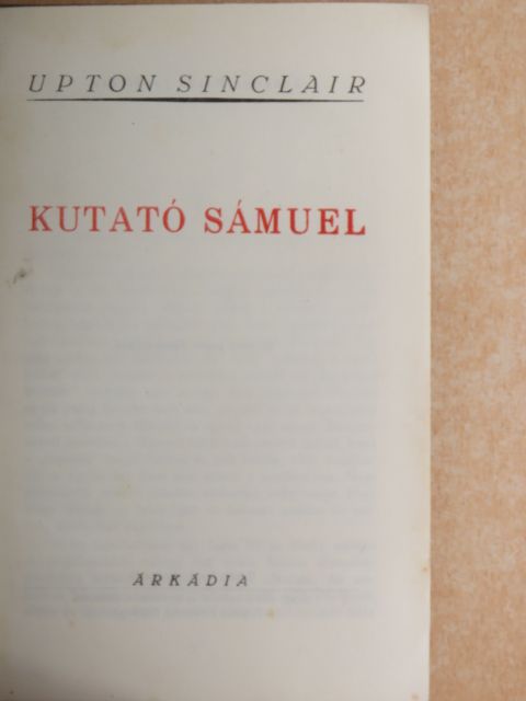 Upton Sinclair - Kutató Sámuel [antikvár]