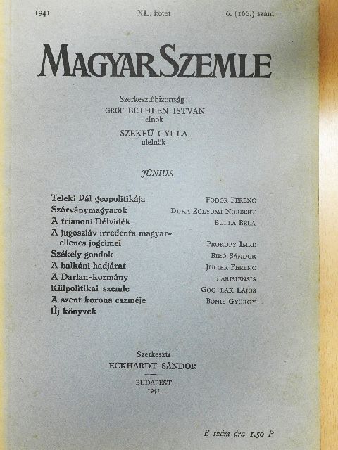 Biró Sándor - Magyar Szemle 1941. június [antikvár]