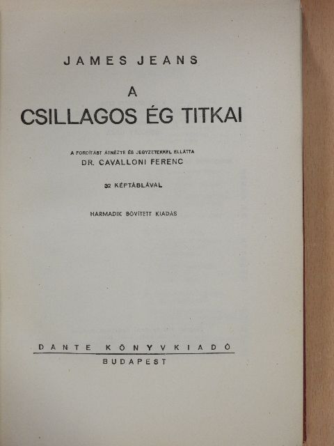 James Jeans - A csillagos ég titkai [antikvár]