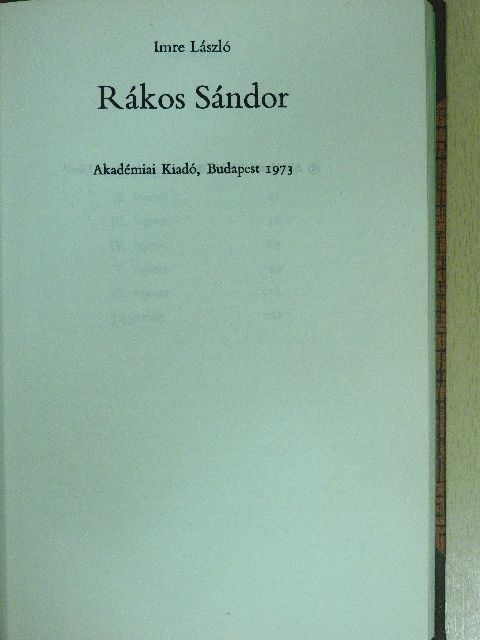 Imre László - Rákos Sándor [antikvár]