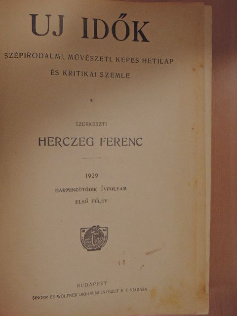 Aggházy Gyula - Uj Idők 1929. (nem teljes évfolyam) [antikvár]