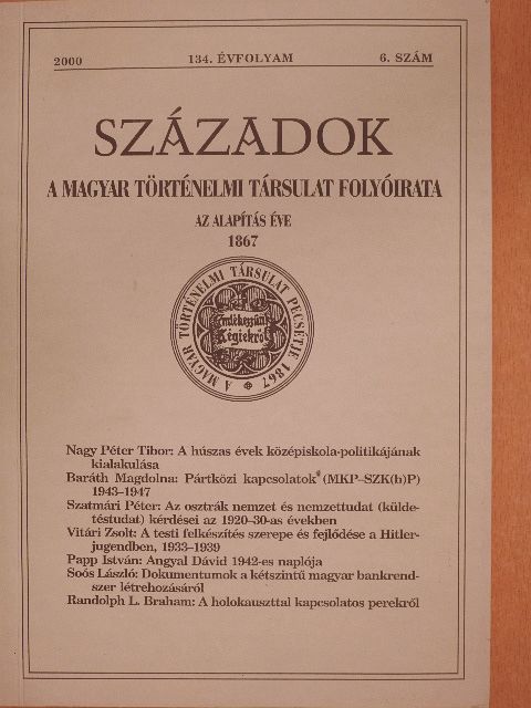Baráth Magdolna - Századok 2000/6. [antikvár]