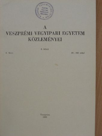 Babos B. - A Veszprémi Vegyipari Egyetem közleményei 9. kötet 2. füzet [antikvár]