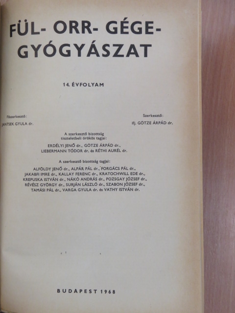 Dr. Alleram Dezső - Fül-orr-gégegyógyászat 1968-1969. január-december [antikvár]