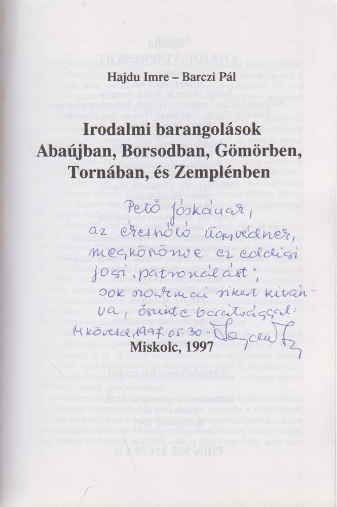 Hajdu Imre, Barczi Pál - Irodalmi barangolások (dedikált) [antikvár]