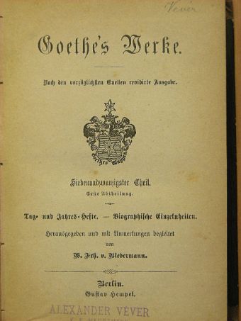 Goethe - Tag- und Jahreshefte (gótbetűs) [antikvár]