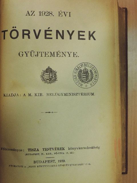 Az 1928. évi törvények gyüjteménye [antikvár]