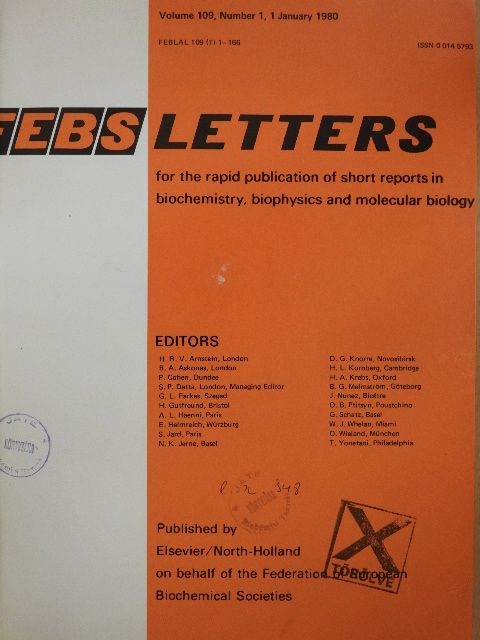 H. Neurath - Febs Letters Volume 109, Number 1-2./Volume 110, Number 1-2. [antikvár]