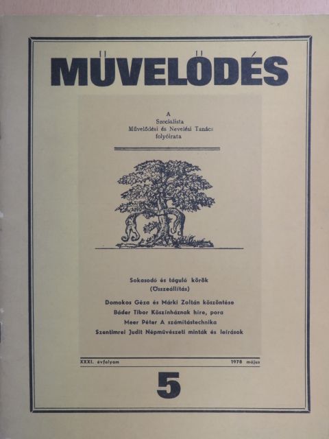 Báder Tibor - Művelődés 1978. május [antikvár]