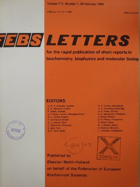 A. L. Kerbey - Febs Letters Volume 111, Number 1-2./Volume 112, Number 1-2. [antikvár]