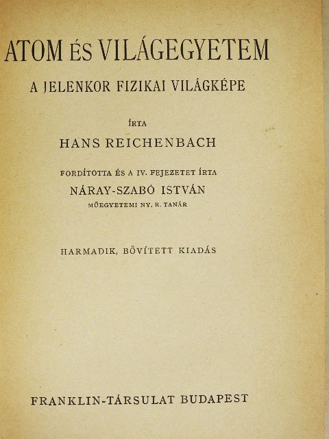 Hans Reichenbach - Atom és világegyetem [antikvár]