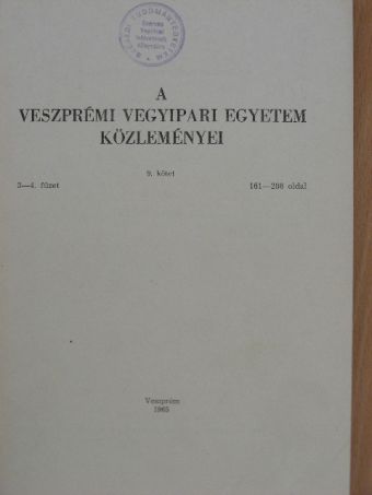 Babos B. - A Veszprémi Vegyipari Egyetem közleményei 9. kötet 3-4. füzet [antikvár]