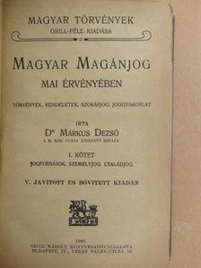 Dr. Márkus Dezső - Magyar magánjog mai érvényében I. [antikvár]