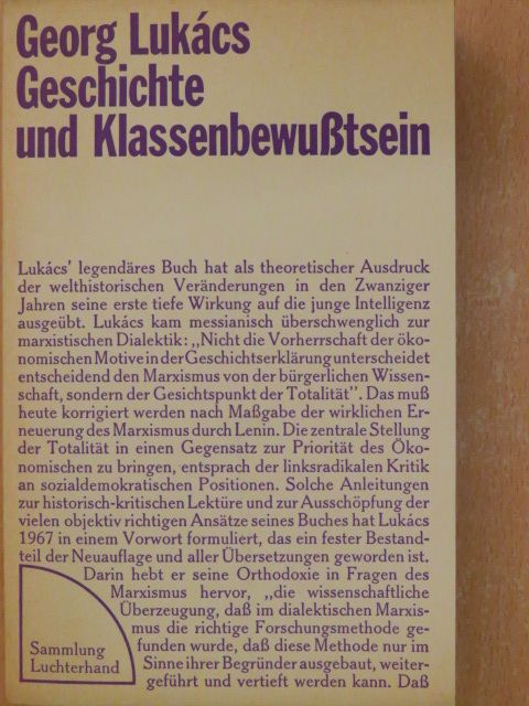 Georg Lukács - Geschichte und Klassenbewußtsein [antikvár]