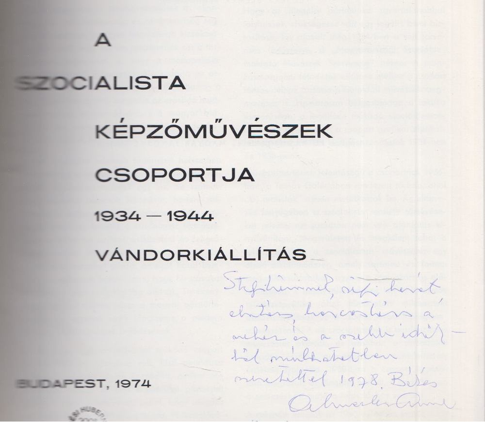 ECSERY ELEMÉR - Szocialista képzőművészek csoportja 1934-1944 (dedikált) [antikvár]