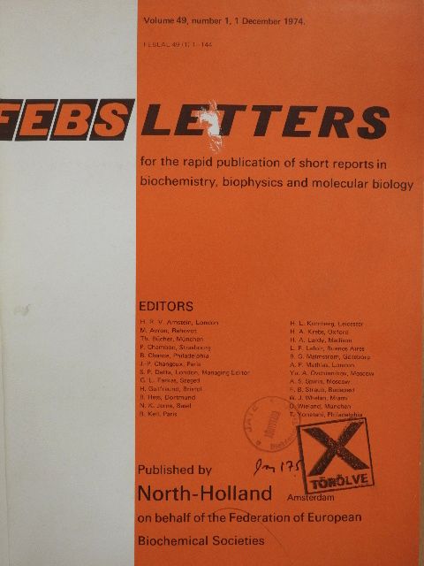 J. E. Dumont - Febs Letters Volume 49, Number 1-3./Volume 50, Number 1-3./Master Index Volumes 41-50. [antikvár]
