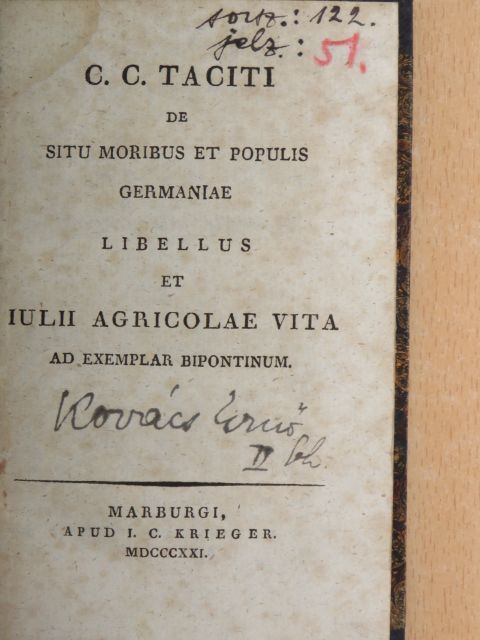 C. C. Taciti - De situ moribus et populis Germaniae [antikvár]
