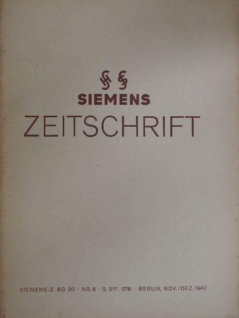 A. Pahl - Siemens Zeitschrift Nov./Dez. 1940 [antikvár]
