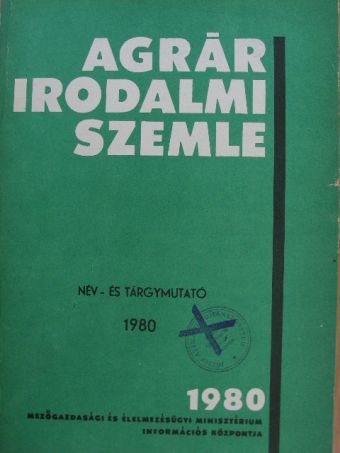 Agrárirodalmi Szemle Név- és tárgymutató 1980. [antikvár]